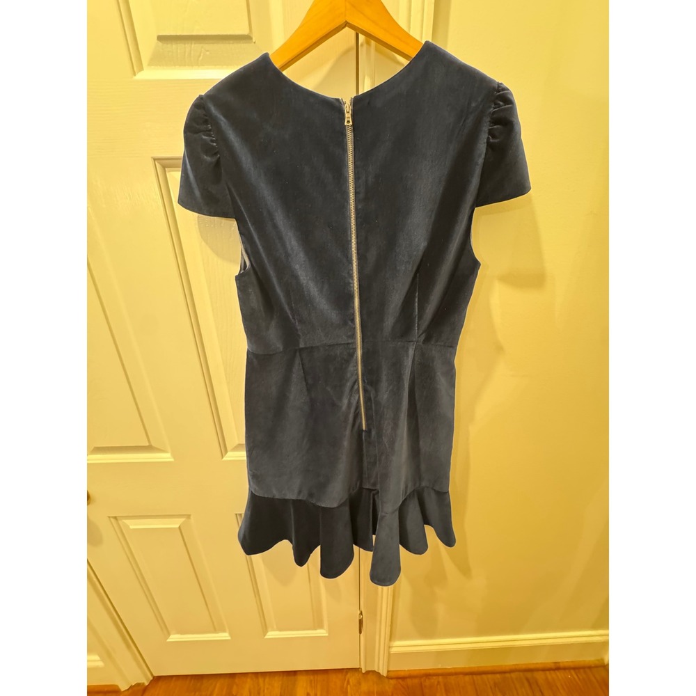 Alice + Olivia Navy Blue Velvet Ruffle Mini Dress CC808B69513 Short Sleeve - Picture 8 of 9